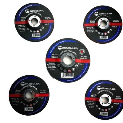 115mm x 6.4mm x 22.23mmの樹脂の担保付きの屑24のすてきな金属のための研摩の粉砕機ディスク