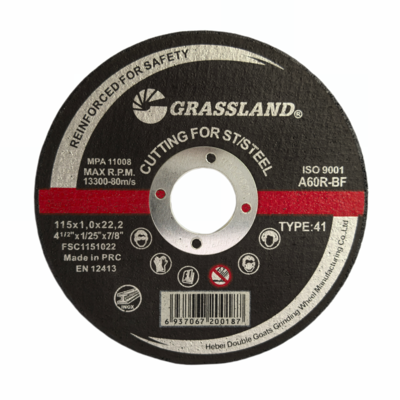 115X1X22.2、薄型設計 GRASSLAND 115mm 切断砥石、鋼およびステンレス鋼 INOX の高速かつクリーンな切断用