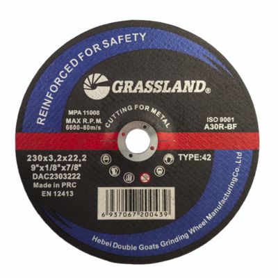 GRASSLAND 9 "Metal Cutting Discs 230mm X 3.2mm X 22.2mm for Contaminant-Free Cutting of Stainless Steel
